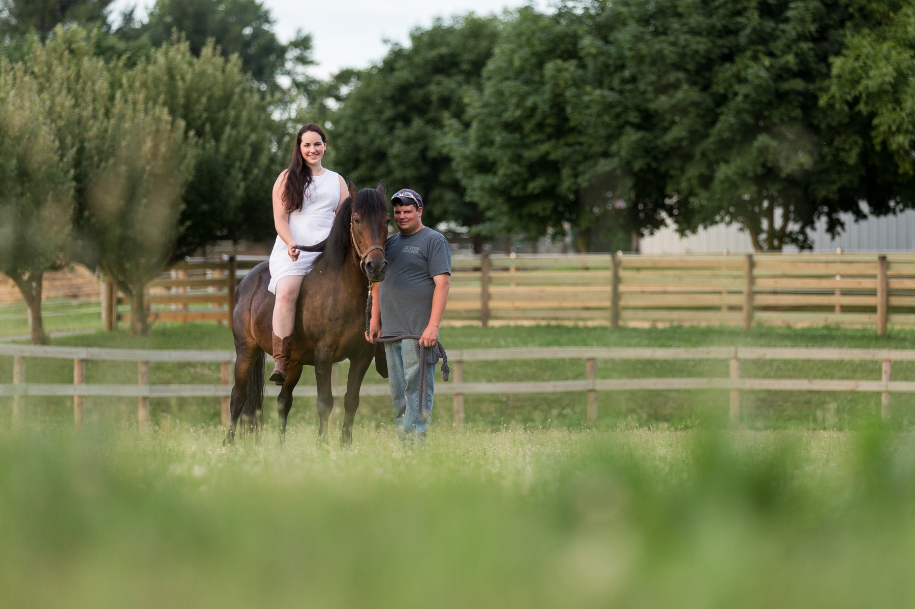 fun engagement photos at a horse farm